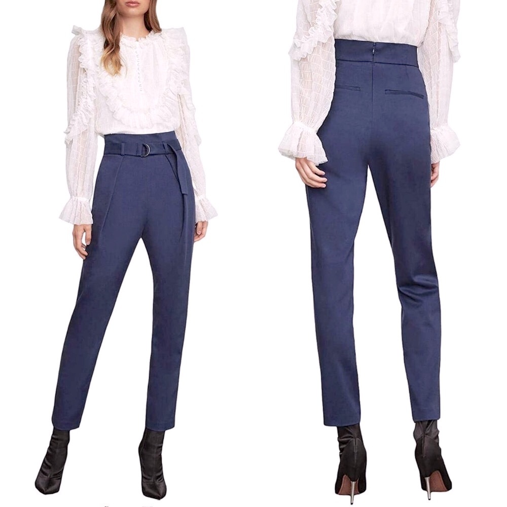 BCBGMAXAZRIA Belted Pleat Front Ankle Skinny Pants Size XS NEW
